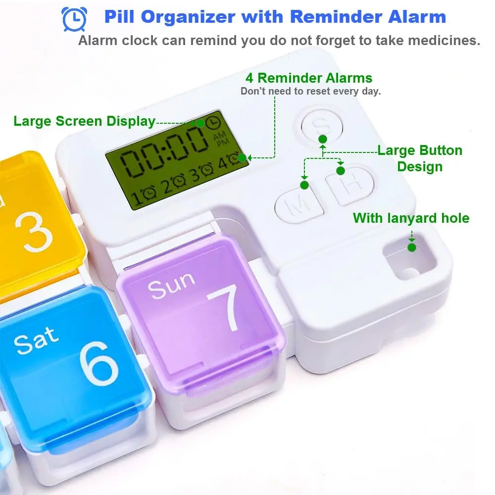 Portable One Week Divided Pill Box Smart Reminder Electronic Alarm Clock Travel Mini Pill Storage Box To Prevent Forgetting