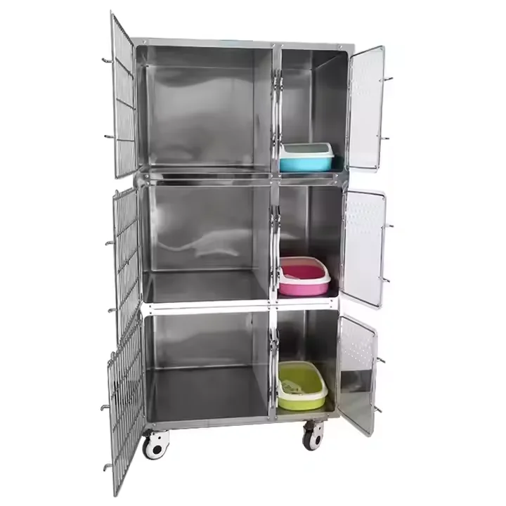 Pujia Veterinary Heavy Duty Modular Breeding Animal Stainless Steel Veterinary Pet Dog Cage Kennel Cage Cat Hospital Cage