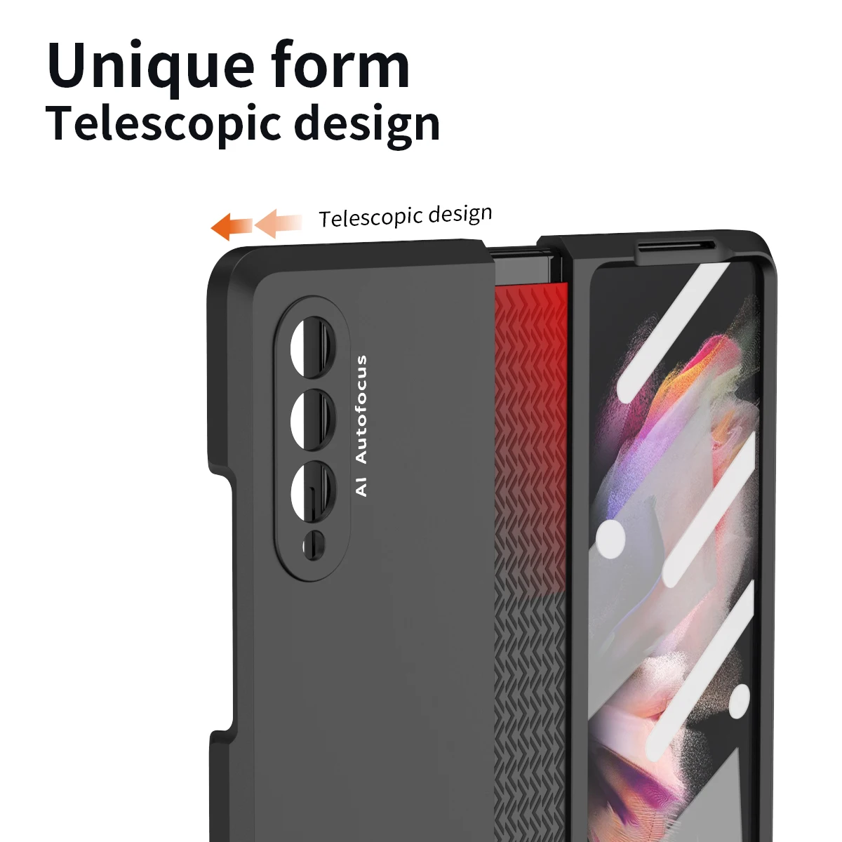 Plastic Phone Case For Samsung Galaxy Z Fold 5 3 5G With Front Screen Protector Glass TPU Hinge Protection Cover