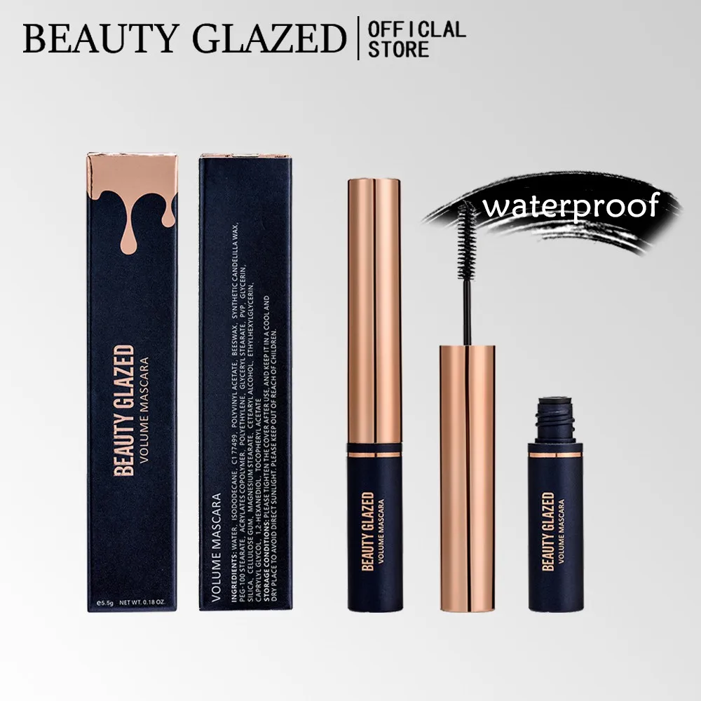 BEAUTY GLAZED Mascara resistente al agua Hypercurl más vendido, mascarilla negra voluminizadora, cosméticos