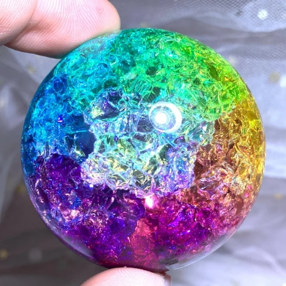 Esfera de Cristal con Diseño de Grietas de Hielo, Esfera de Energía de Cristal, Esfera de Feng Shui para Decoración del Hogar, Bodas, Oficina y Peceras
