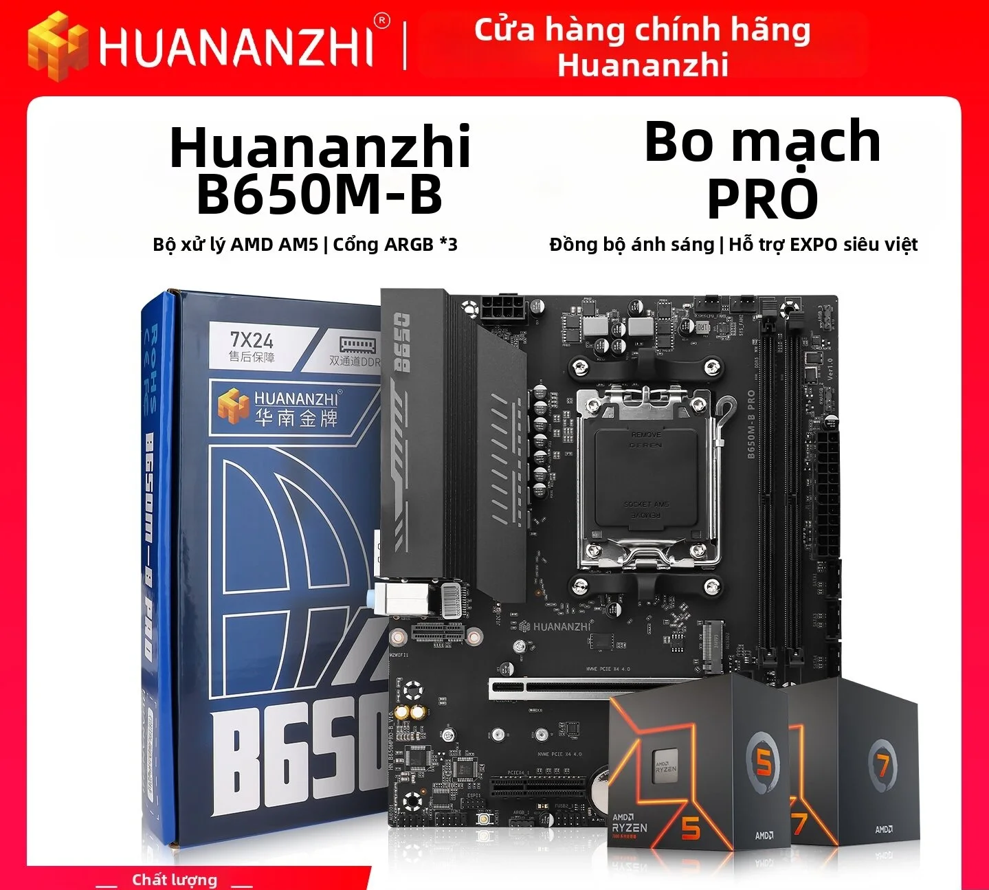HUANANZHI | For AMD 7th Gen Ryzen Motherboard and CPU Set Giá 7,439,000 Đồng*Miễn phí vận chuyển
