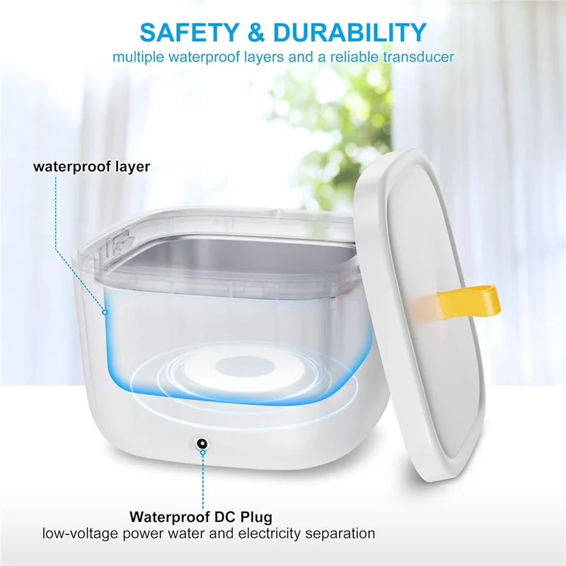 AC56-Ultrasonic Cleaner For Retainer, Denture, Mouth Guard, Toothbrush Head, 43Khz 255ML Ultrasonic Retainer EU Plug