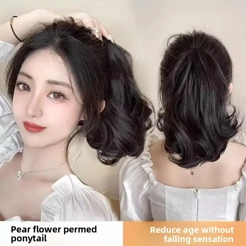 باروكة شعر صناعية للنساء، مشبك ذيل حصان منخفض، خفيف الوزن بدون سحب، جو كوري، ذيل مزيف من الألياف الآسيوية، ذيل حصان