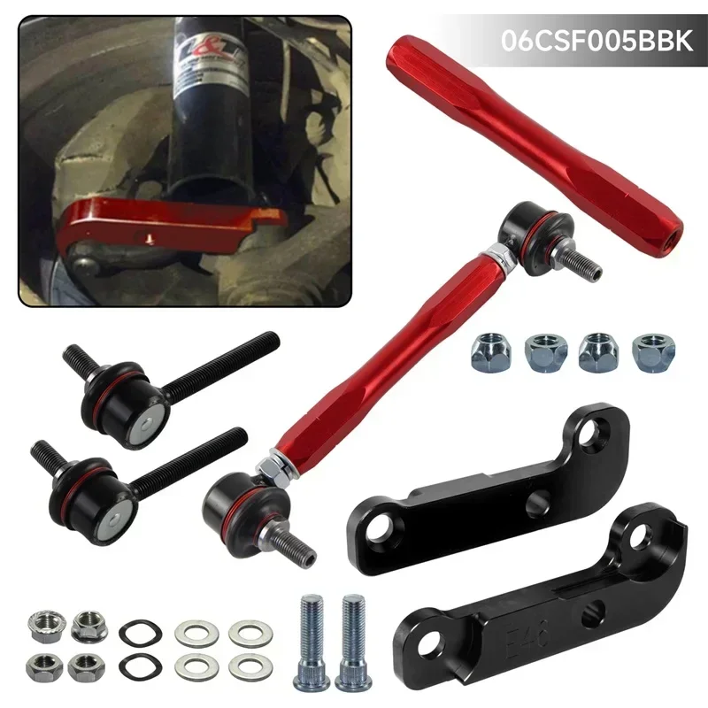 Tuning Drift turn angles 25%-30% + Sway Bar Drop Links Kit Fits For BMW E46 98-06 Black/Red/Blue/Silver