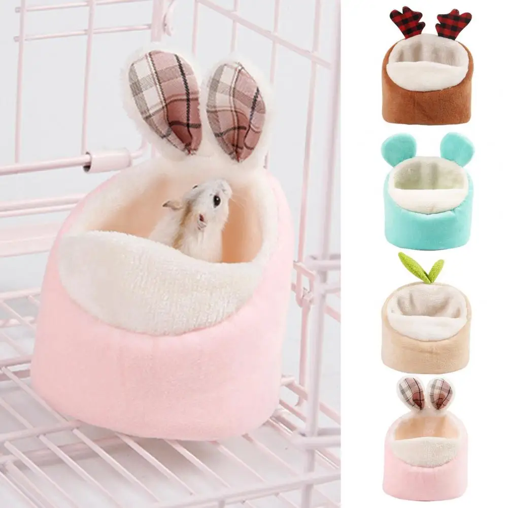 Plush Winter Warm Cute Hamster Cotton House Small Animal Nest Washable Winter Warm Guinea Pig Squirrel House Sleeping Bed