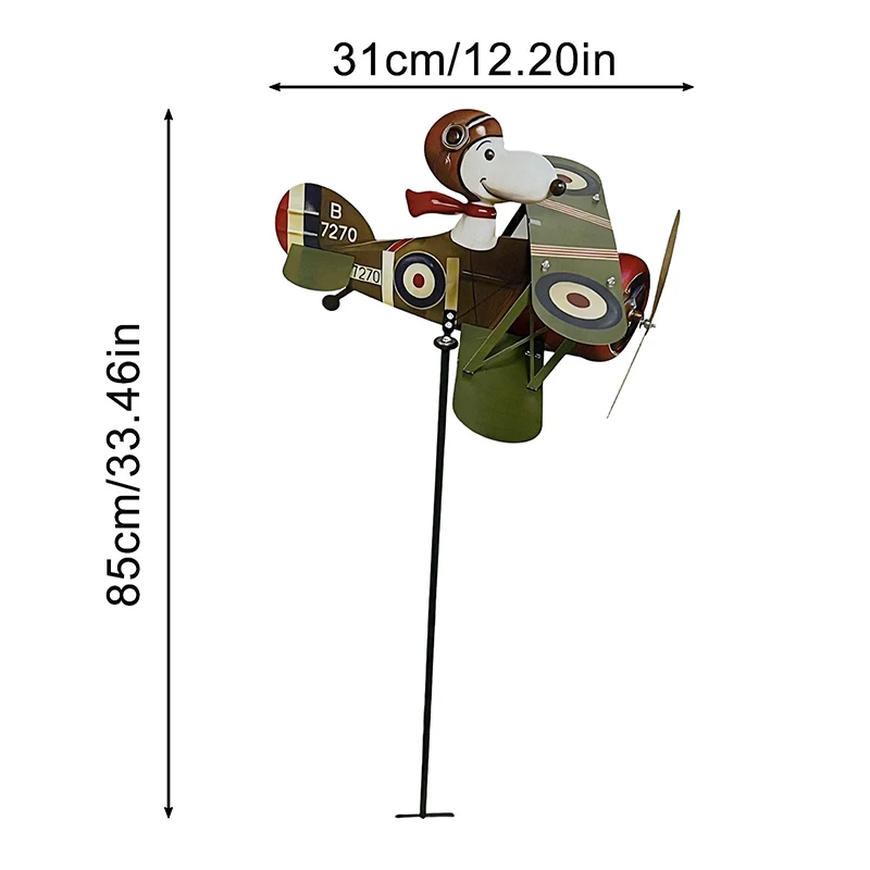 Pilot Flying Biplane Metal Windmill Wind Energy for Yard Cool Decoration for Outdoor Garden Sculpture Windmills view 3
