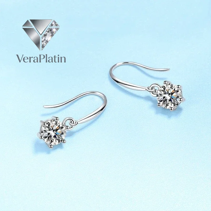 

VeraPlatin Girl Birthday Gift 18K White Gold Women Wedding Jewelry 1/2CT Moissanite Diamond Valentine's Day PT950 Platinum Drop
