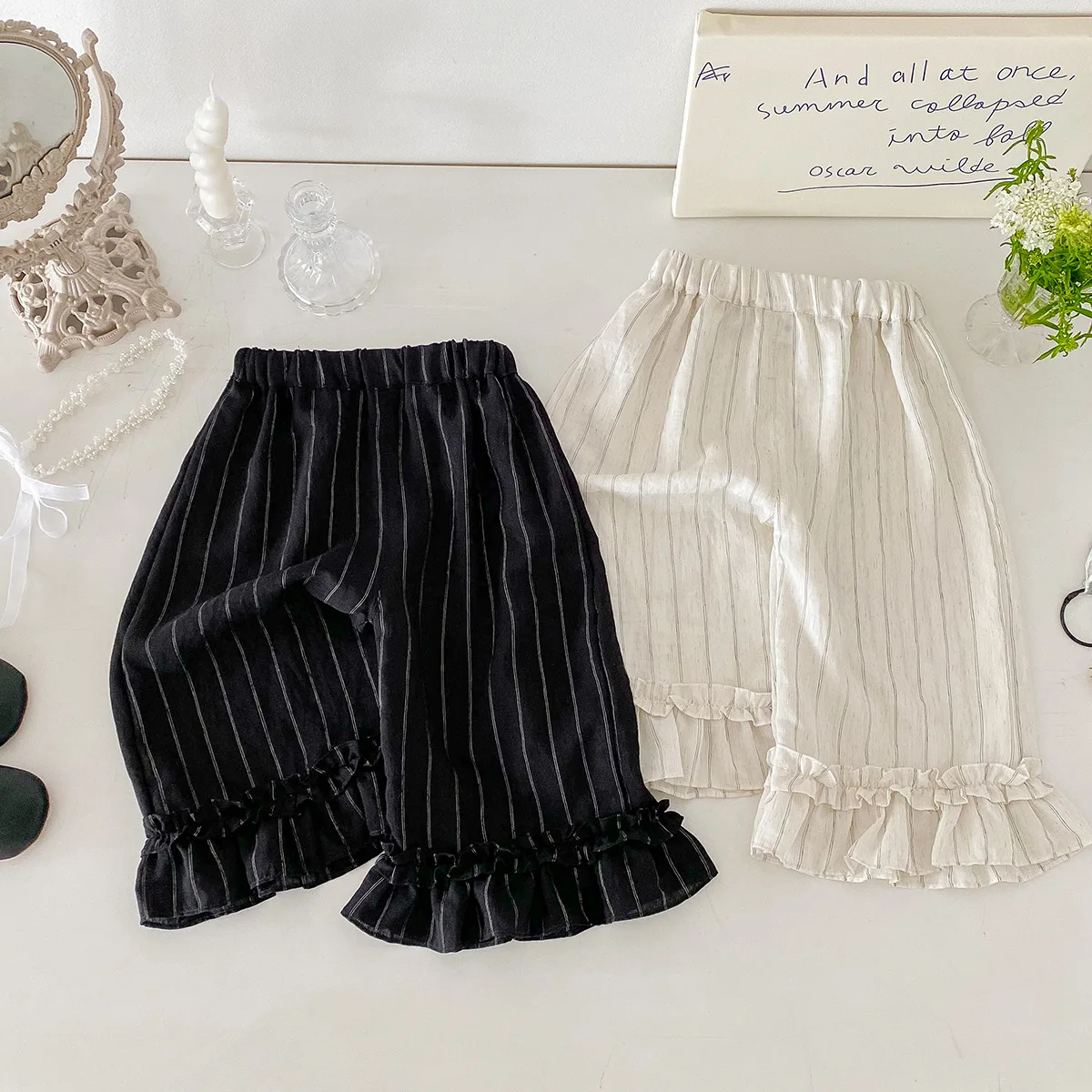 Girls' Summer Wide-leg Pants 2025 New Loose Lace Children's Foreign Wide-leg Baby Pants Summer Fashion