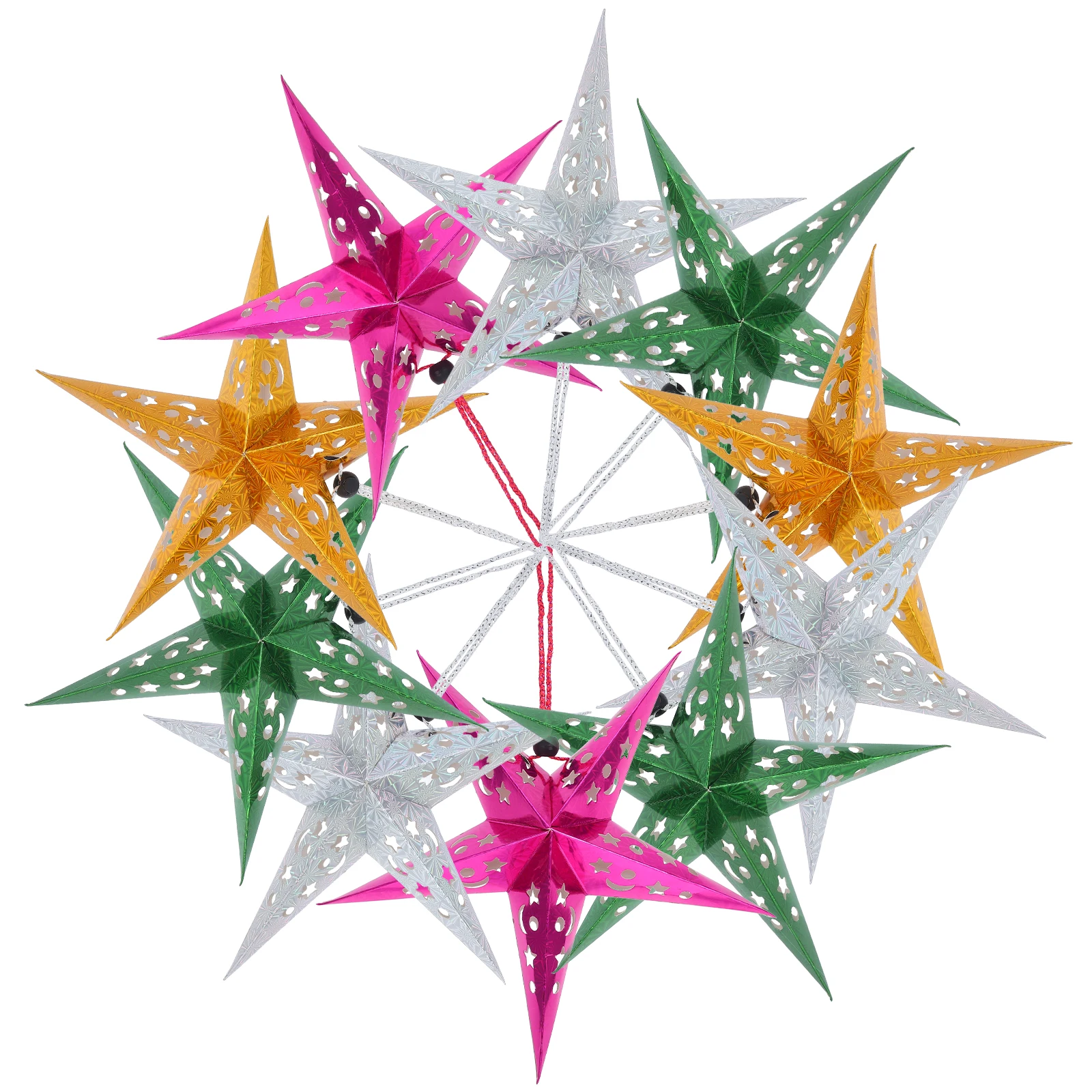 

10 Pcs Pentagram Star Lampshade Hollow Paper Made Durable Christmas Party Wedding Decoration Hanging Lantern Pendant