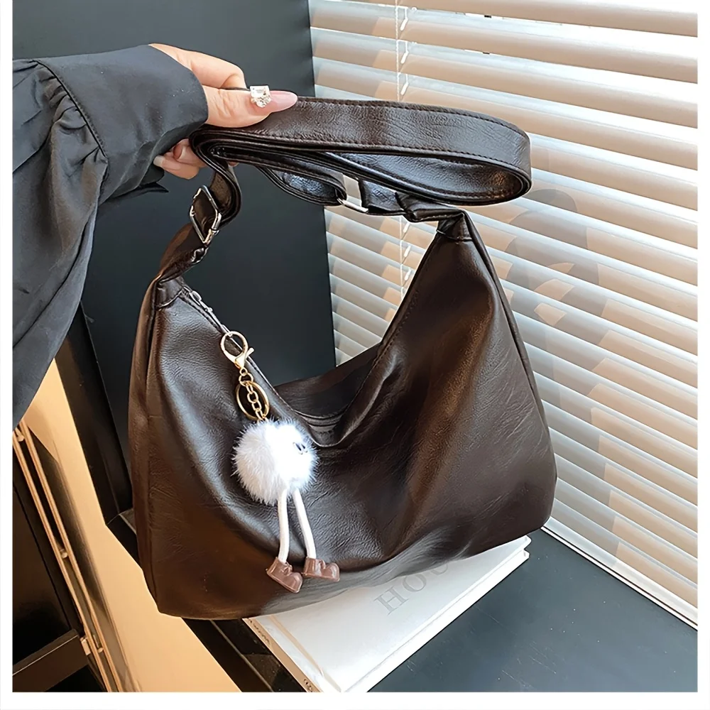Vintage Umhängetasche für Damen 2026 Neues Modell [Mit Anhänger] Trendige Tragetasche Große Kapazität Modische Schultertasche für Pendler – Detail 5