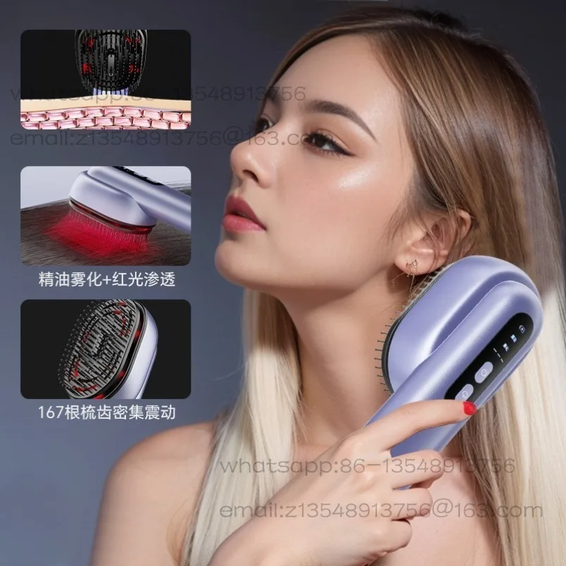 電気噴霧式エッセンシャルオイルマッサージコーム、赤色光頭皮ケア器具、ヘアケア用小物ギフト