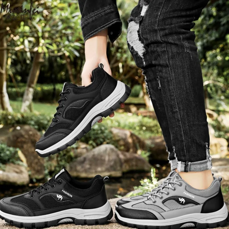 حذاء رجالي خريفي جديد كاجوال ومتعدد الاستخدامات للرياضات الخارجية مع نعال ناعمة عصرية وأشرطة عمل مريحة