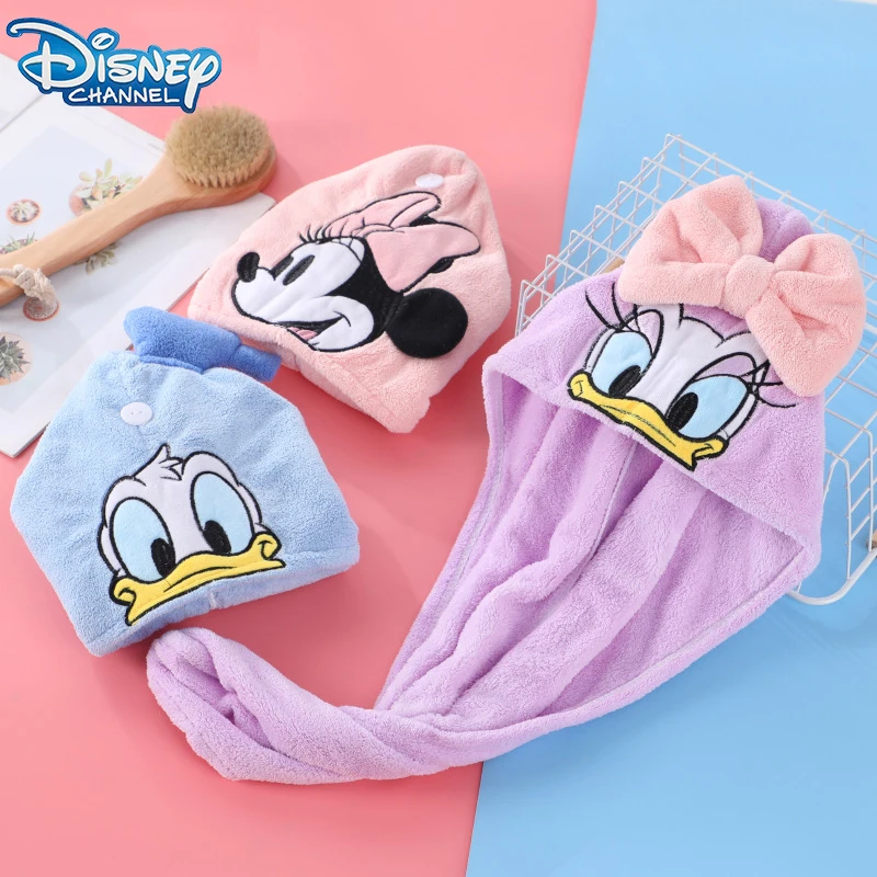 Disney Minnie Mouse Hair Drying Cap Cartoon Donald Duck Daisy Female Shower Cap Baby Cartoon Headscarf Girls Dry Hair Big Towel