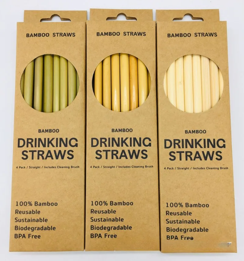 

12Pcs Reusable Bamboo Straws Eco-friendly Bar Party Drinking Straw with Cleaning Brush Natural Bamboo Cocktail Straws cerveja