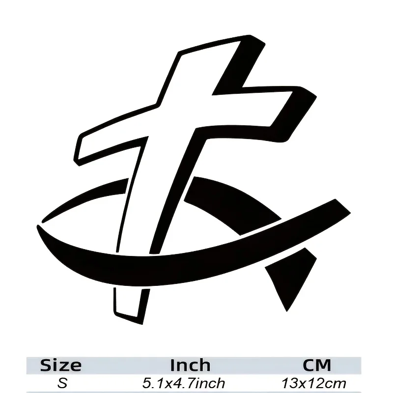 Perfect Christian Fish Car Stickers With Cross - Unique For Car Body Decoration!
