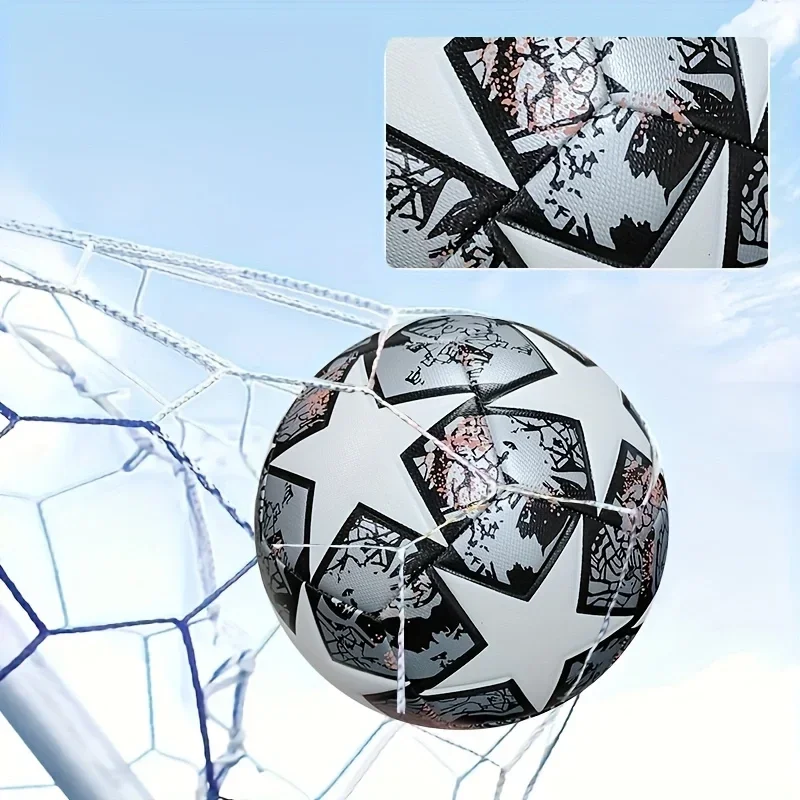 Standard Size 5 Unisex Soccer Ball - Durable Machine-Sewn Wear-Resistant PU Leather Construction, Perfect for Family Fun and Fes