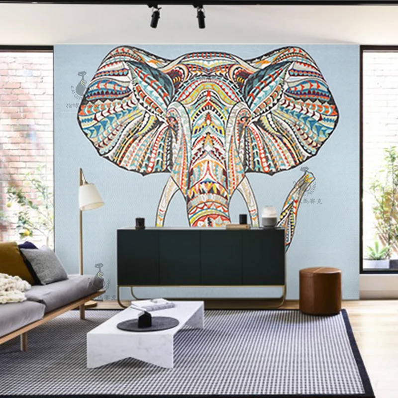 Elephant Animal Glass Mosaic Pattern Tile