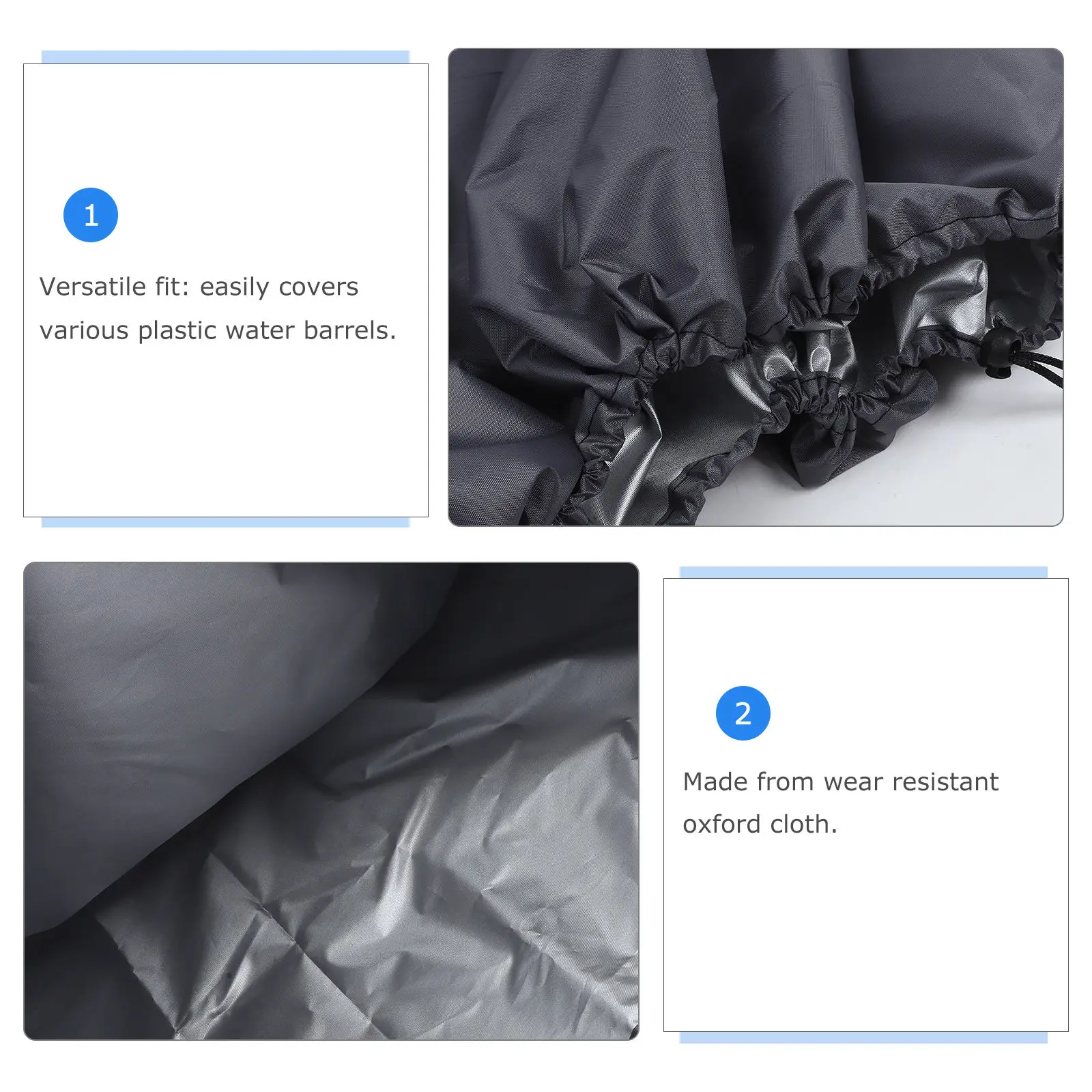 210D Oxford Cloth 55 Gallon Drum Cover 36.9x24.9inch Waterproof Dustproof Outdoor Rain Snow Protective Barrel Shield Drawstring