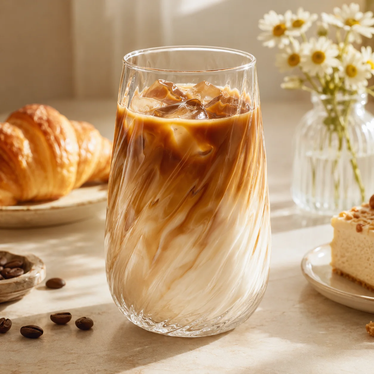 2/4PCS 580ML Clear High Borosilicate Glass Tumblers Spiral Textured Drinking Glasses for Iced Coffee Juice Water and Cocktails