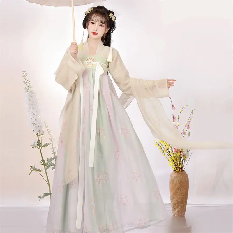 

Tang Dynasty Hanfu - High-Waist Ruqun with Pleated Skirt Modernized Chinese Dress for Daily Wear Halloween Woman Costume