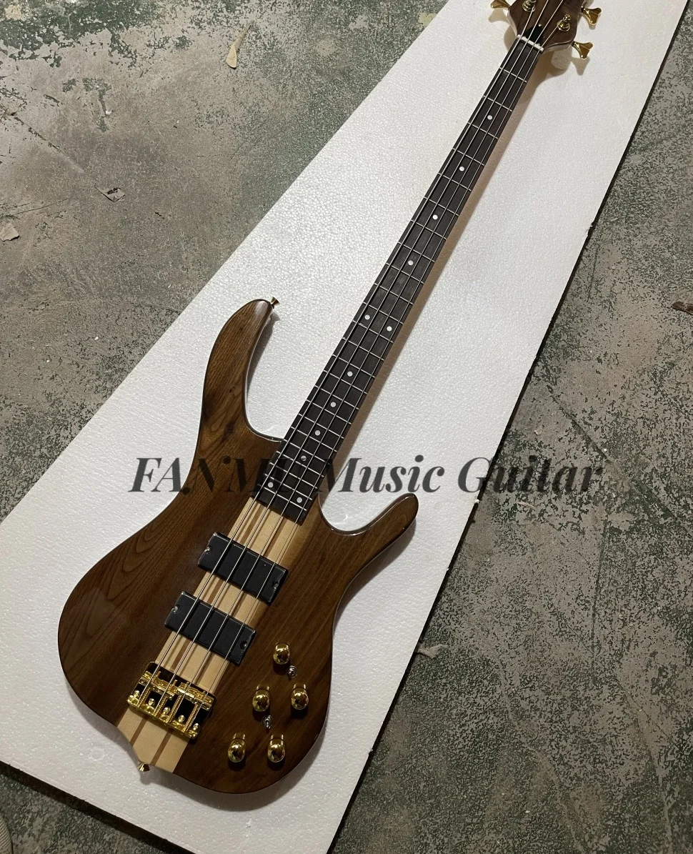 

4 string natural bass, fixed bridge, maple neck through walnut body, golden fixed bridge, rosewood fingerboard, customizab