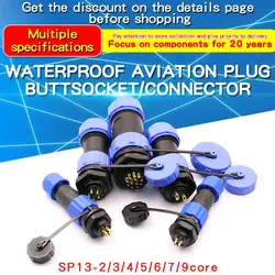 1PCS SP13 IP68 Waterproof Aviation Plug Butt Socket/Connector SP13 2/3/4/5/6/4/8/9pin Connector