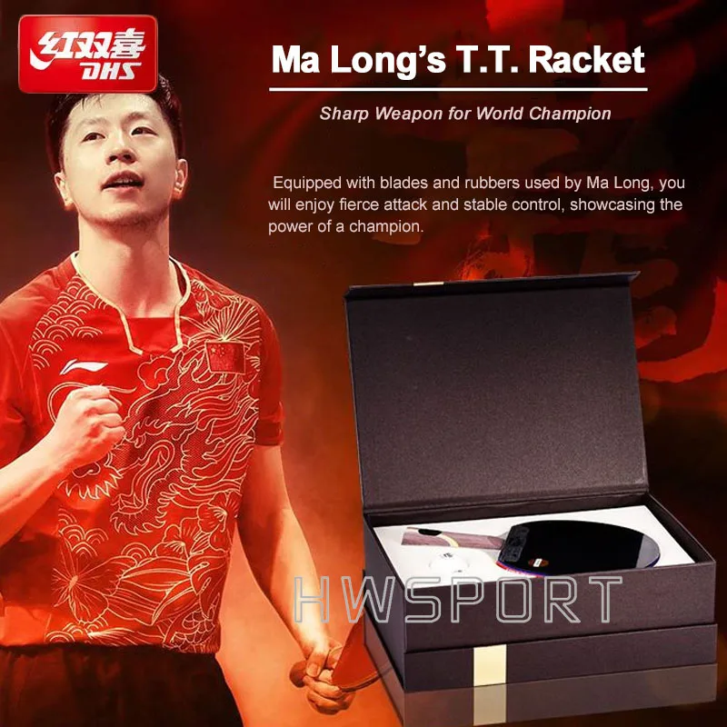 DHS Ma Long's Table Tennis Racket Professional 5 Wood 2 AC Carbon Ping Pong Racket with Hurricane 3 Tin Arc Rubber