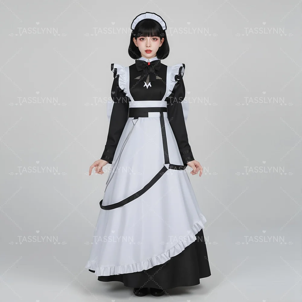 

Костюм горничной Курото из «Игры смерти»: черно-белое готическое платье с длинными рукавами, наряд горничной Курото из «Игры смерти»