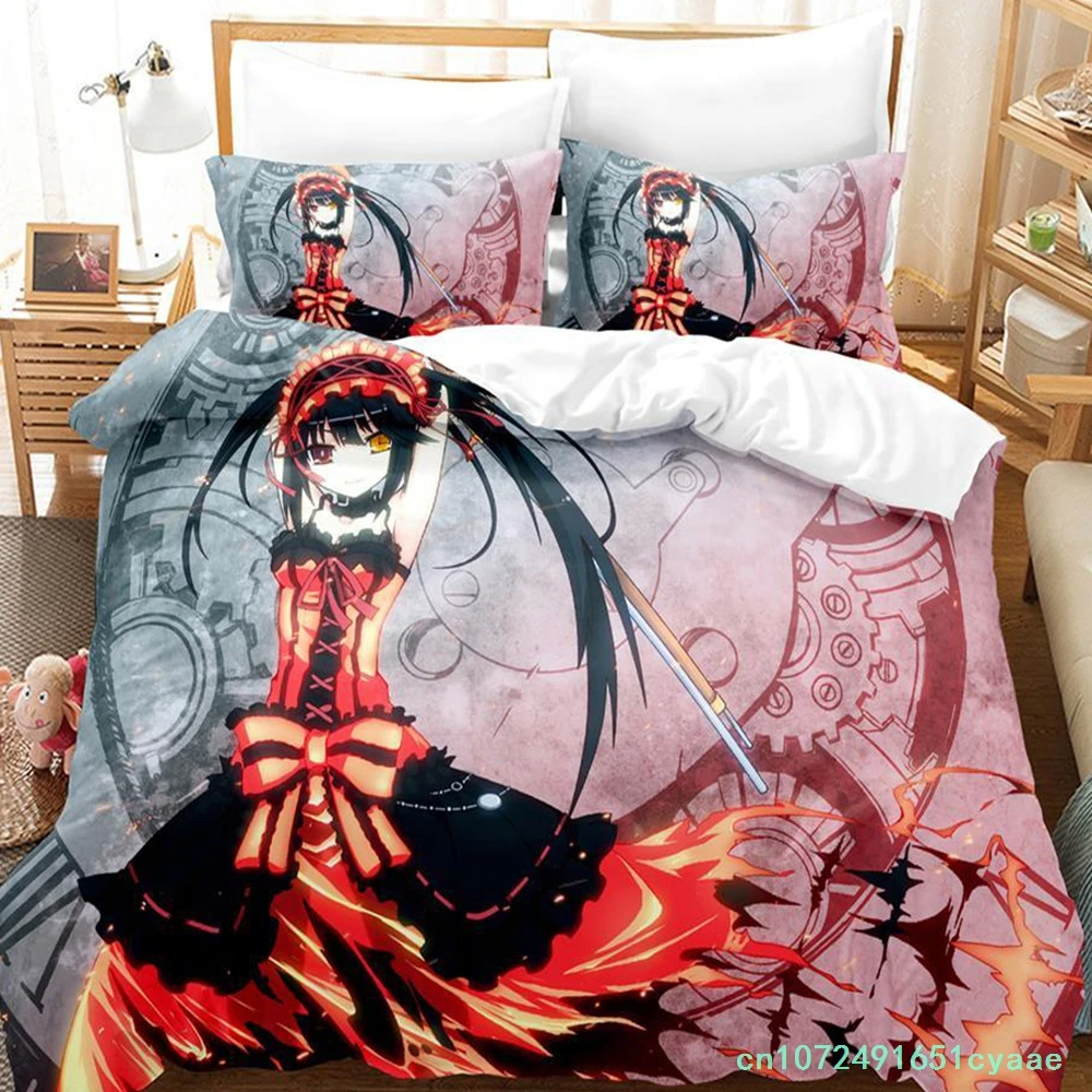 2023 Date A Live Tokisaki Kurumi Bedding Set Single Twin Full Queen King Size Bed Set Aldult Kid Bedroom Duvetcover Sets Anime