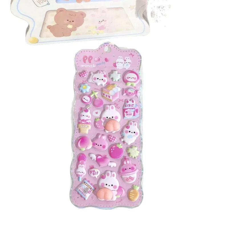 Kawaii الدب الأرنب سعيد الأرداف ملصقات الكرتون لينة قرصة الأطفال الضغط ثلاثية الأبعاد فقاعة ملصق جراب هاتف الديكور