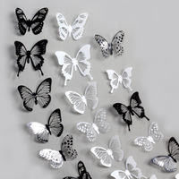 18pcs/lot Black Crystal Butterflies 3d Wall Sticker Beautiful Butterfly Living Room for Kids Room Wall Decals Home Decoration