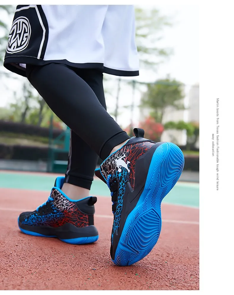 Kinder-Basketballschuhe, rutschfest, atmungsaktiv, Basketball-Trainings-Sneaker, Schnür-Basketballstiefel für Jungen und Mädchen, Sportschuhe – Detail 12