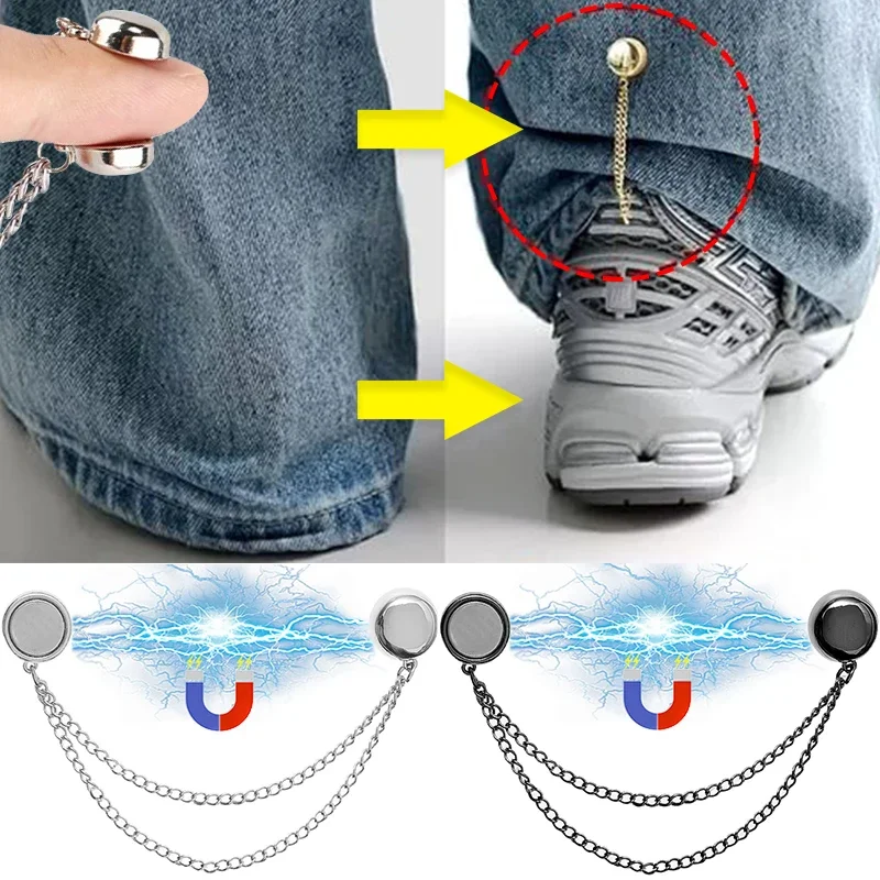 Clip magnético fijo para dobladillo de pantalones, Clip para ropa con puño de cadena, hebilla magnética, magnetismo fuerte, abrazadera para botón de ropa