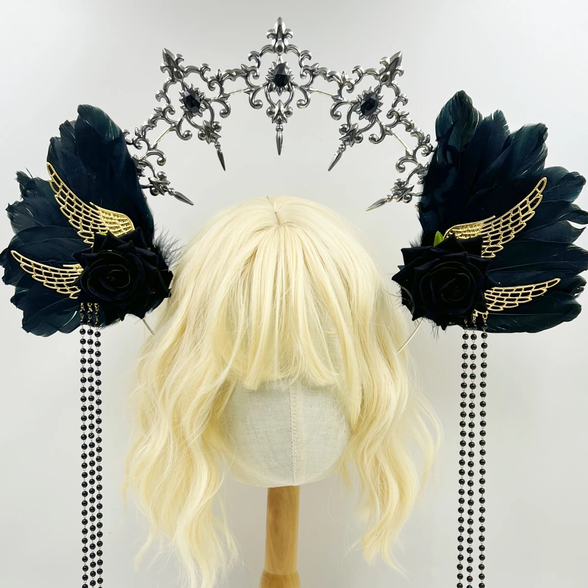 Mary Feather Wings Halo Cosplay Lolita Tiara Halloween Korona Kostium dla dorosłych kobiet Opaska na głowę Akcesoria do nakryć głowy Wysyłka dropshipping