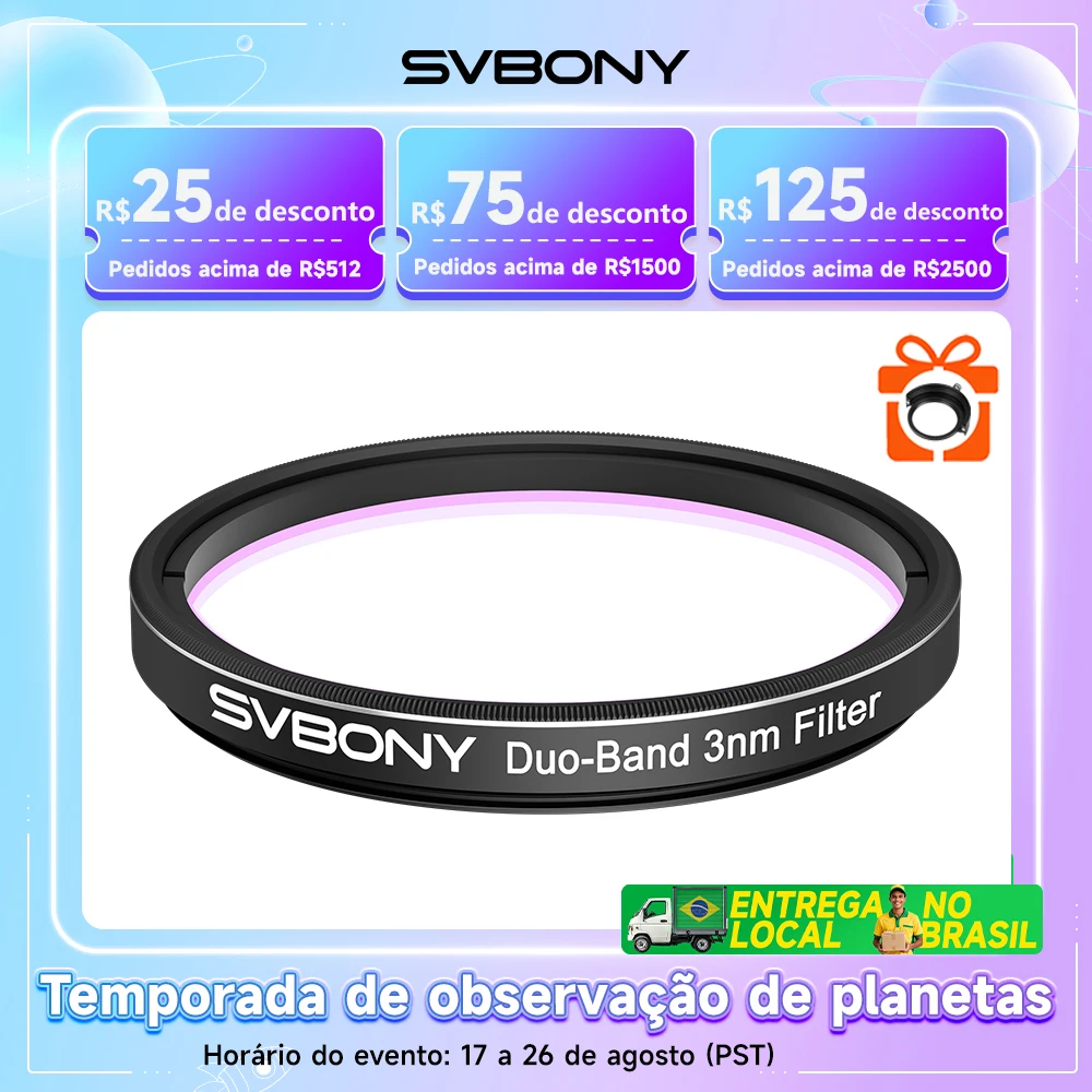 Filtro de Telescópio Svbony SV220, H-Alpha & OIII, Filtro de Nebulosa de Banda Dupla 3nm 1.25inch/2inch para Astrofotografia