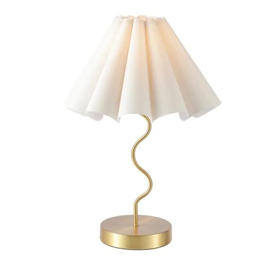 Pleated Table Lamp Table Lamp for Bedroom Bedside Lamps for Nightstand with Linen Lampshade Modern Lamp for Bedroom Home Office
