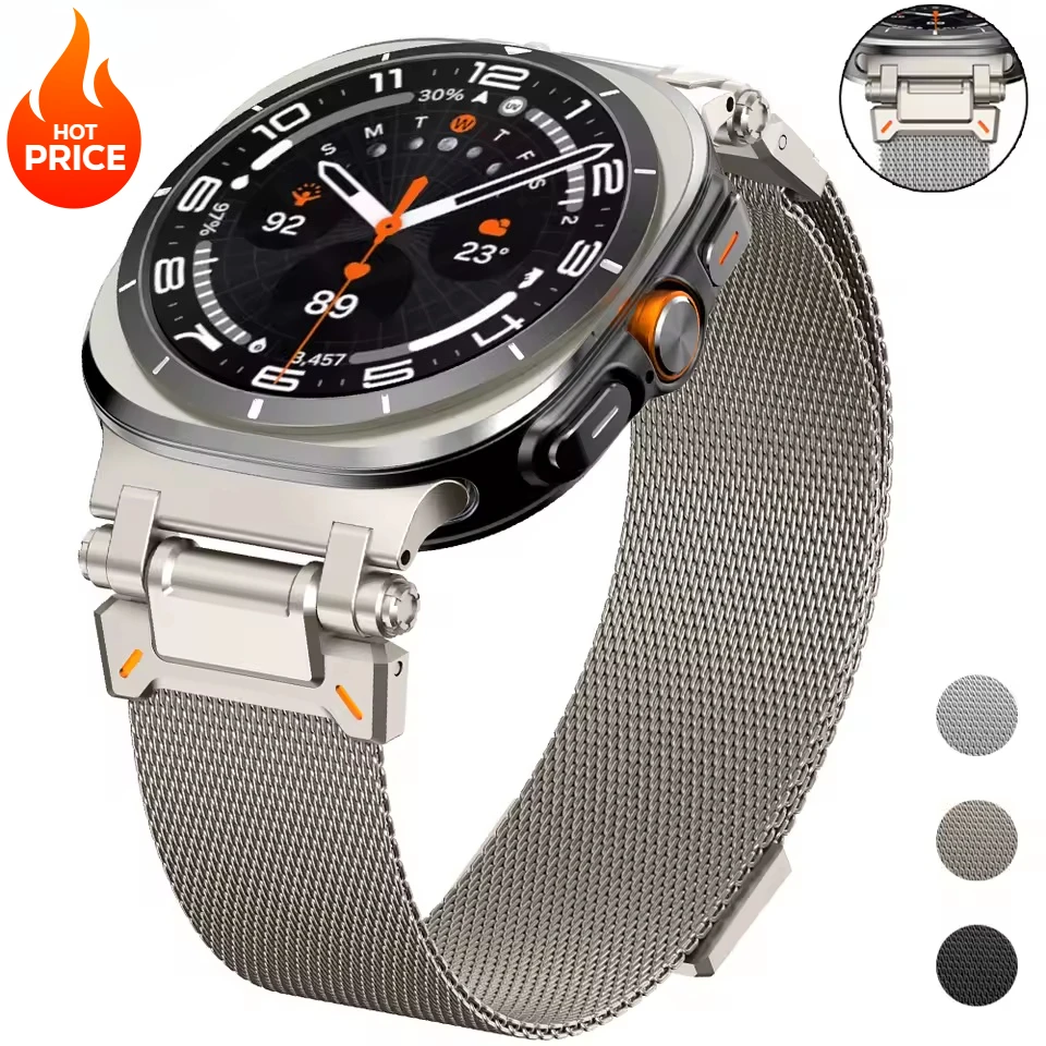 

New Milanese band for Samsung Galaxy Watch Ultra 47mm correa Stainless Steel No Gap Magnetic Bracelet 7Ultra Strap Accessories