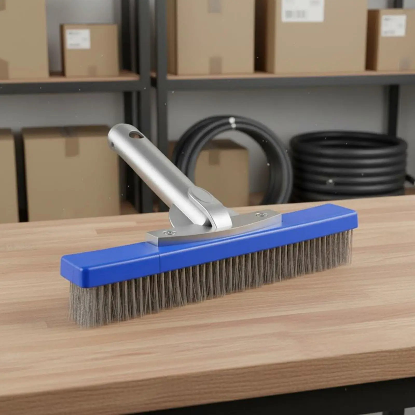 Thick Bristle Aluminum Back Pool Brush Manual Cleaning Brush for Routine Pool Cleaning and Ground Pool Maintenance