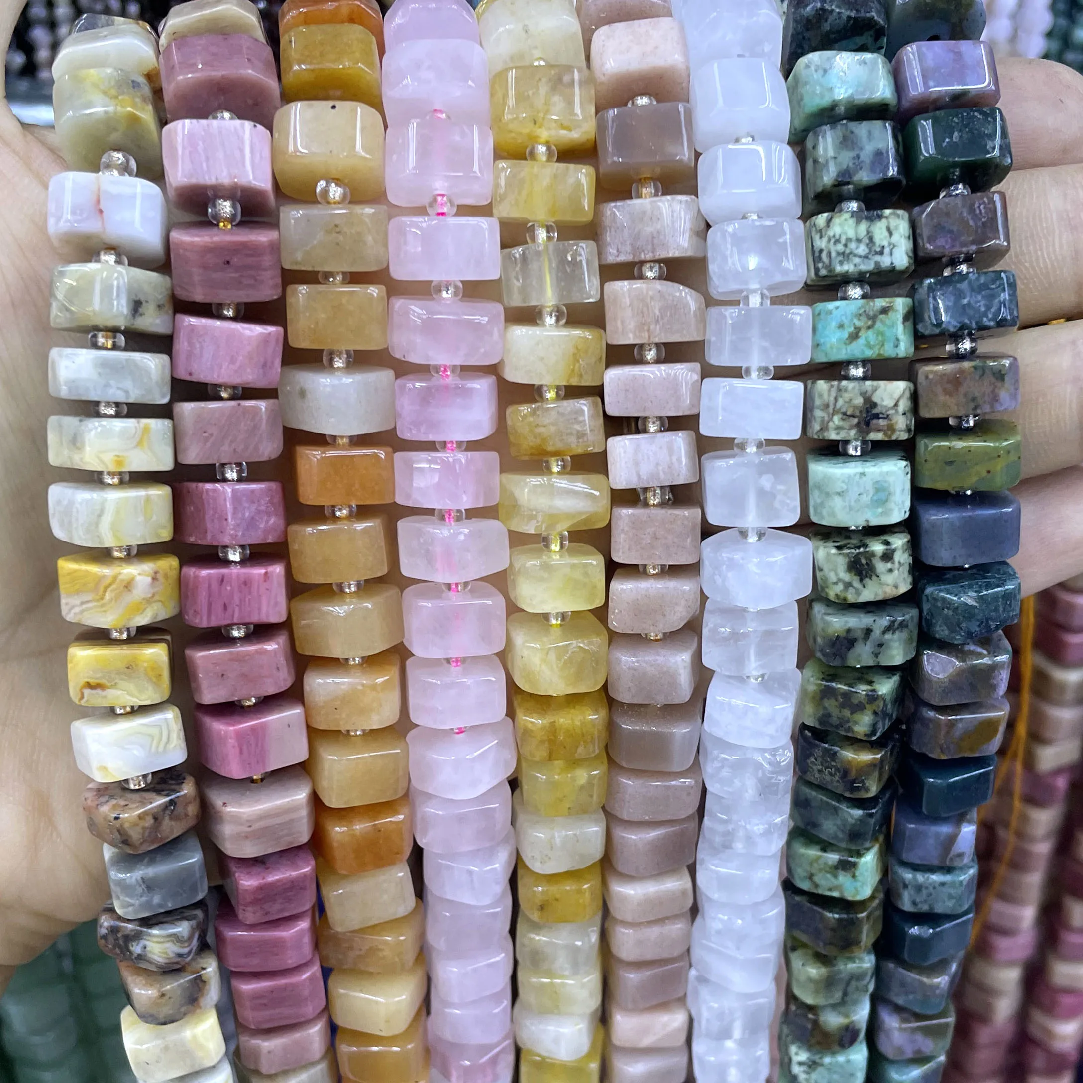 6X10MM Naturstein, unregelmäßige Erdbeerquarz-Perlen, lose Spacer-Perlen für Schmuckherstellung, Charme, DIY-Armbänder, Halskettenzubehör – Detail 2
