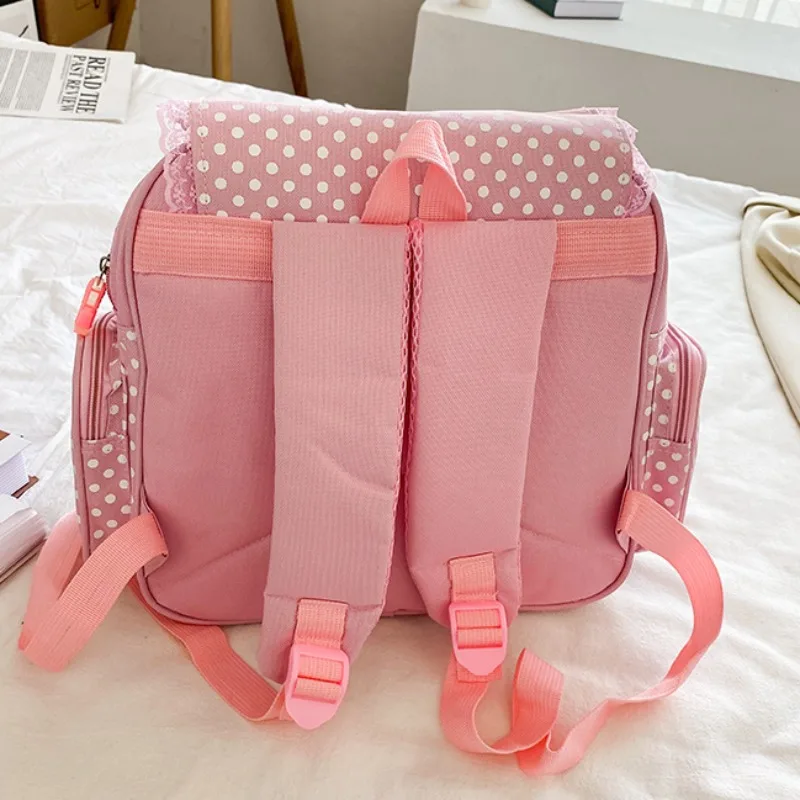 Sweet Cute Print Backpacks Teenage Girls Autumn Embroidery Canvas School Bag Kawaii Pink Strawberry Rucksack 2024 Bolsos Сумка