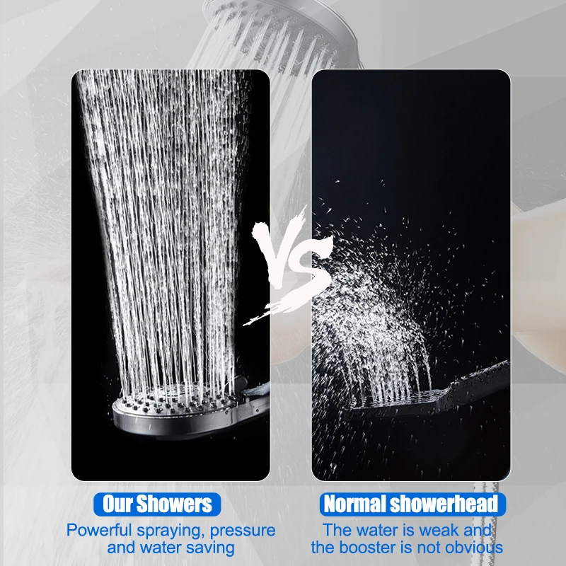 EHEH Black Bath Shower Head 7 Modes Adjustable High Pressure Water Saving Handheld Showerhead Bathroom Accessories