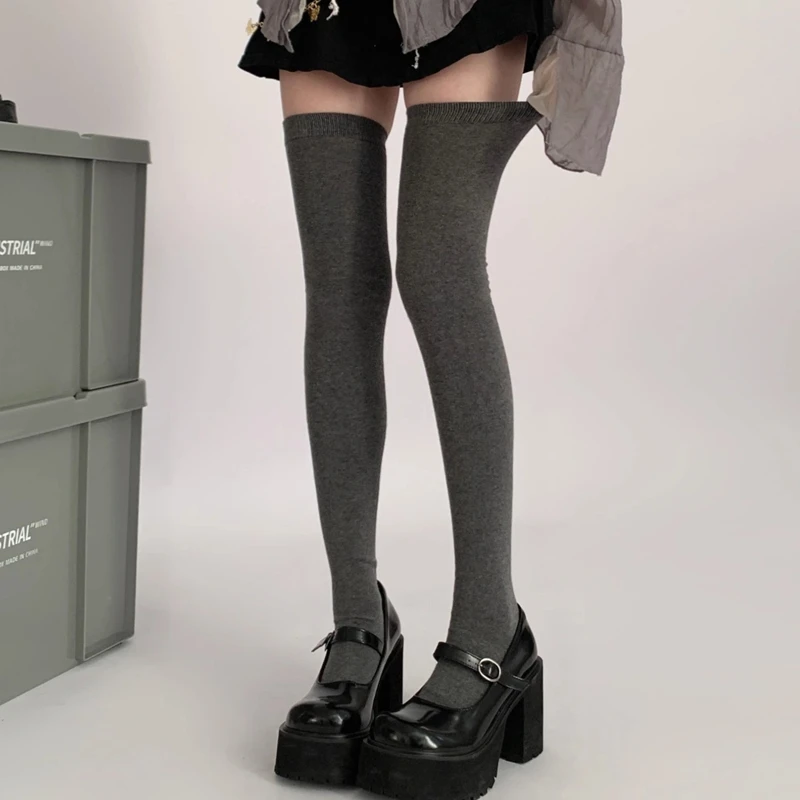 Mixed Colors High Stocks Fashion Women Knitted Cotton Long Tube Stockings Female Winter Autumn Spring Over Knee Thigh Scoks