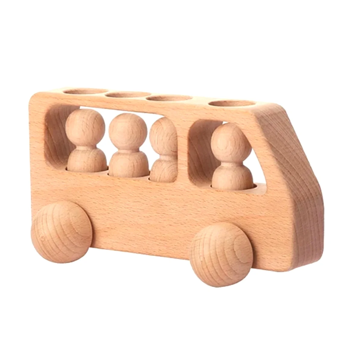 Outdoor Houten Bus Spel Kit Baby Houten Bus Educatieve Blokken Natuurlijk Hout Auto Kleine Pop Tandjes Speelgoed Verjaardagscadeaus