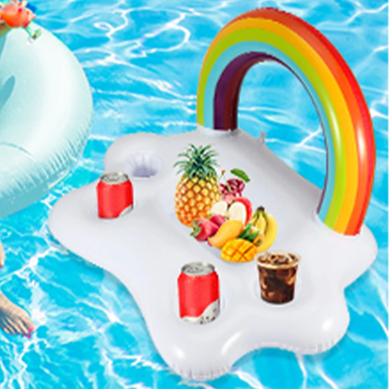 Swimming Pool Drinking Cup Float Beach Table Bar Tray Multifunctional Summer Party Inflatable Bed Beer Drink Holder Cloud Shape