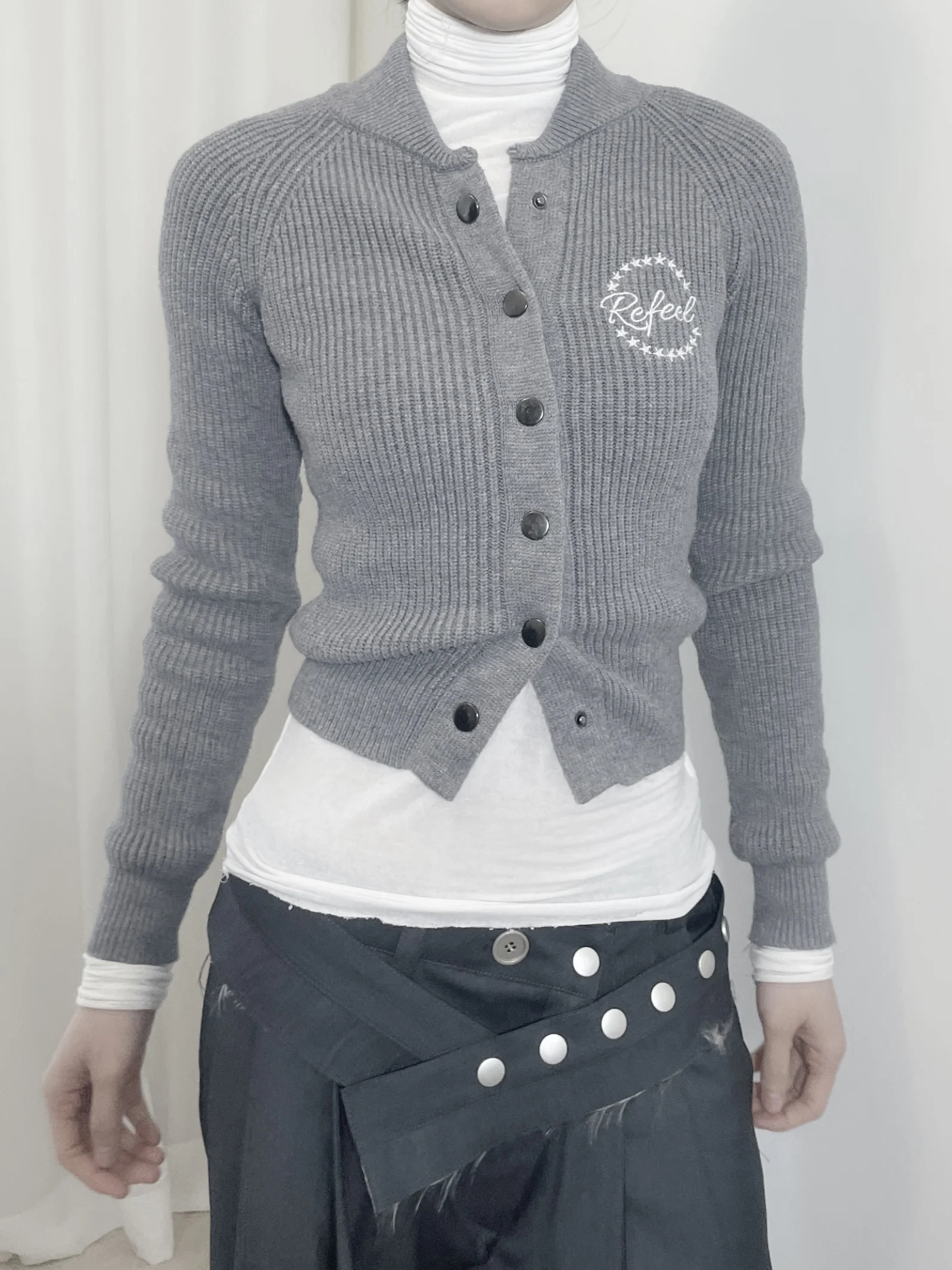 

Женский вязаный кардиган Slim Fit с вышивкой букв, в стиле колледж, с воротником, верхняя одежда для весеннего сезона