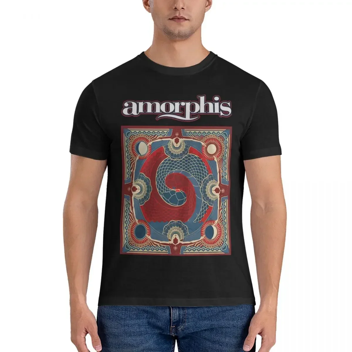 Under The Red Cloud Men's T Shirts Amorphis Unique Tees Short Sleeve Round Neck T-Shirts Pure Cotton Birthday Gift Clothing