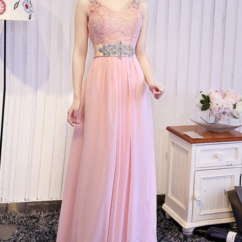 2026 New Women's Round Neck Respectful Banquet Wine Evening Dress Fashionable Slim and Long Pink Backless Bridesmaid Dress view 3