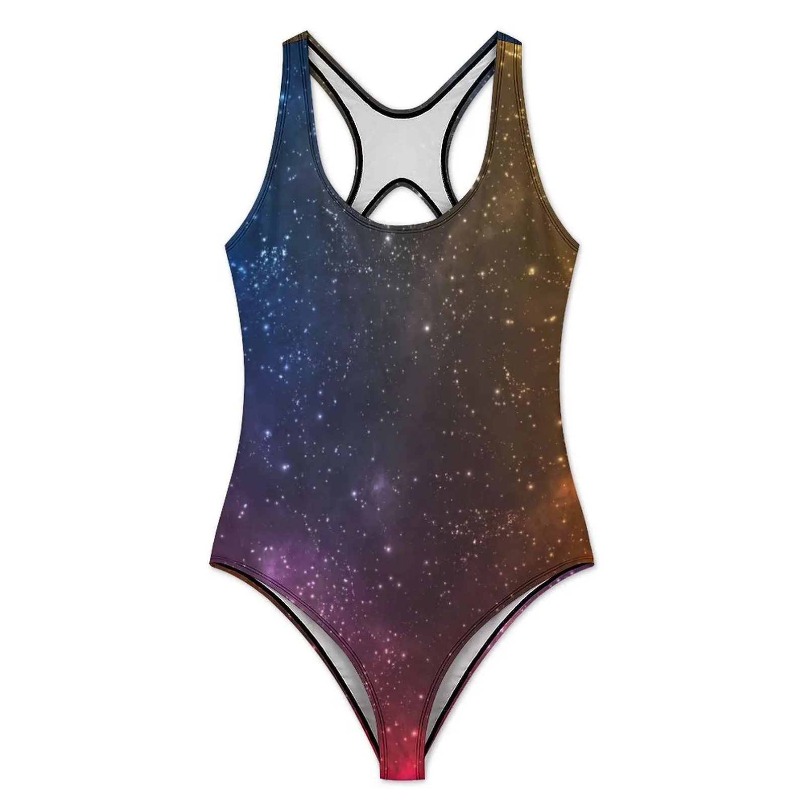 Colourful Galaxy Swimsuit Nebula And Bright Stars One Piece Swimwear Push Up Stylish Bathing Suits Sexy Surfing Design Bodysuit