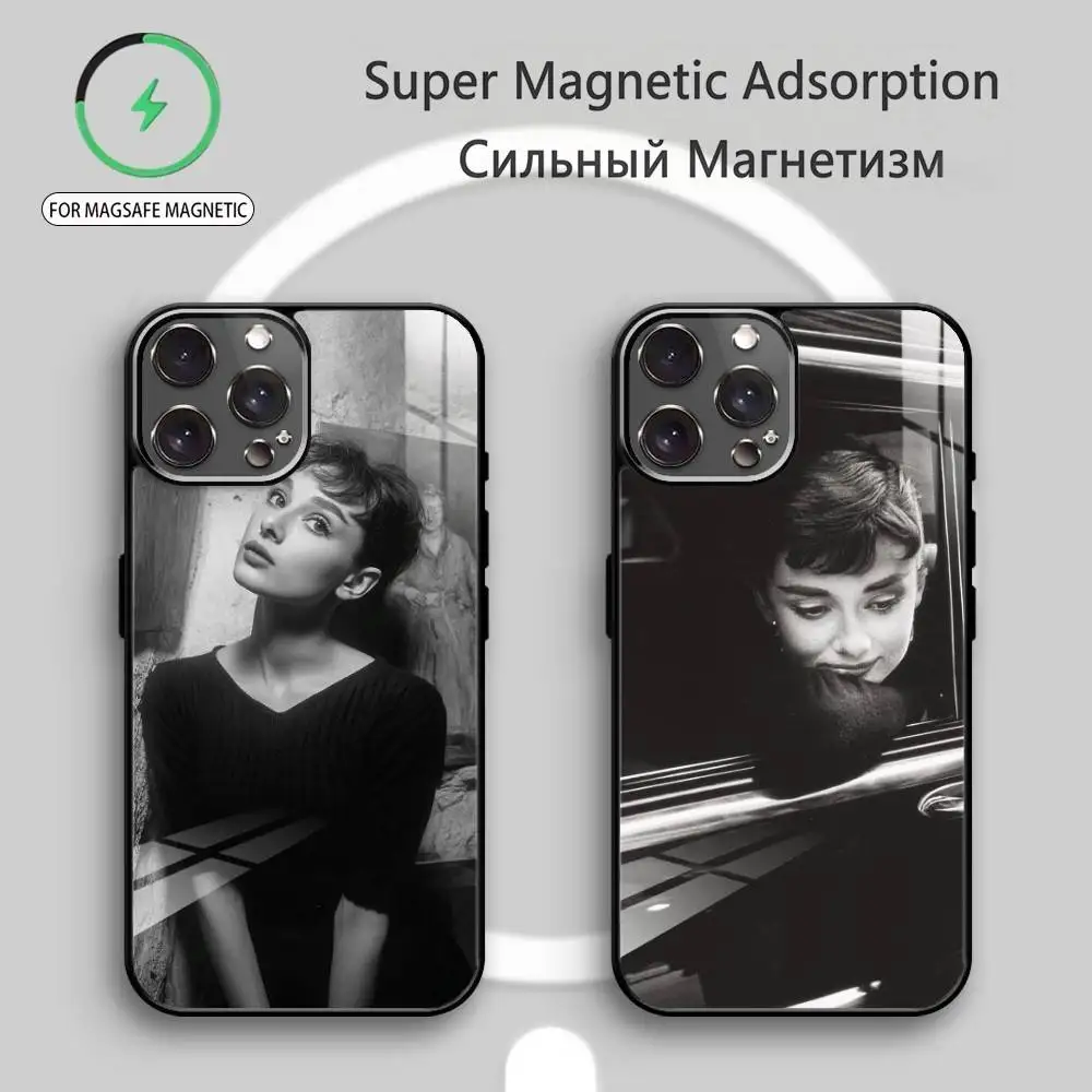 

Actress A-Audrey Hepburn Phone Case For iPhone17,16,15,14,13,12,11 Plus,Pro Max Magnetic For Magsafe Wireless Charging